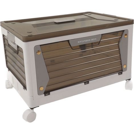 Bacs de rangement empilables, pliables et stables, avec fermeture magnétique et roulettes, pour la maison, format M, 1 couche (1/5)