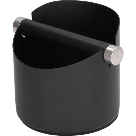 Seau à marc de café en acier inoxydable et caoutchouc, poubelle à café pour la maison, les restaurants et les bars, noir, petit (FC‑04‑2) (1/5)