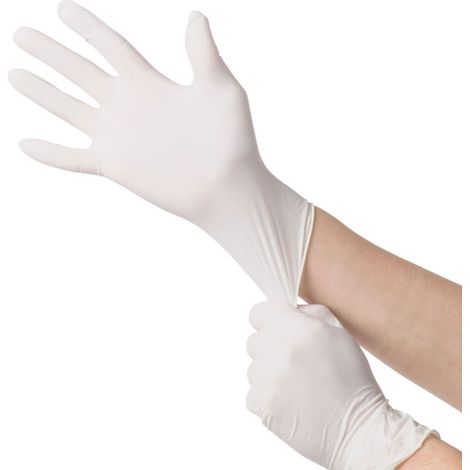 Guanti in lattice bianco monouso, non sterile, leggermente asperso di polvere lubrificante 100 pz Taglia M STI