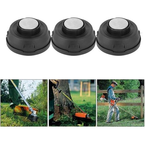 3-teiliges Universal-Rasenmäherkopf-Set mit Ersatz-Gartenzubehör für Schneidfaden H14, silber und schwarz (1/5)