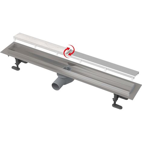 AlcaDrain APZ13 DOUBLE Duschrinne 750mm – Edelstahl 1,5mm AISI 304 – Höhenverstellbar – Geruchsverschluss 30mm – Belastungsklasse K3 – Alcaplast (1/4)