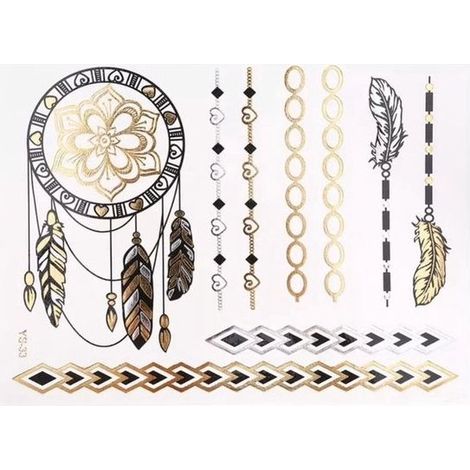 Autocollants indiens - Motif arc et flèche - Couleur or - Pour ongles, carnet, décoration - Stickers (1/4)
