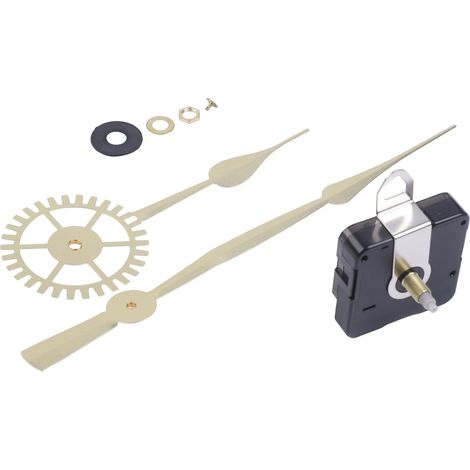 Kit de remplacement de mécanisme d'horloge à aiguilles longues à quartz silencieux pour grandes horloges murales de 50 à 60 cm (doré 1)