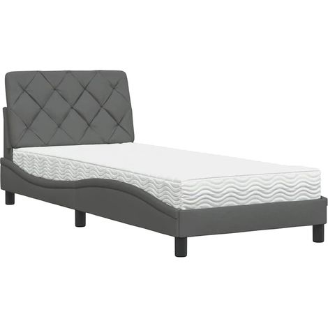 Maison Exclusive - Letto con Materasso Grigio Scuro 80x200 cm in Tessuto (1/5)