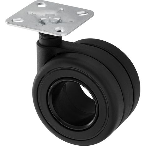 SO-TECH Design Möbelrolle KÖLN schwarz, Ø 65 mm, belastbar bis 60 Kg, Höhe 84 mm