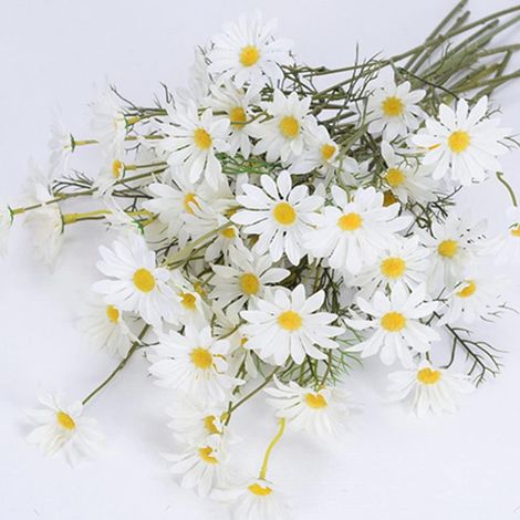 APEX Lot de 12 Marguerites artificielles Blanches résistantes aux UV avec tiges - Arrangements de Plantes pour décoration de Mariage (1/5)