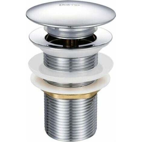 Bonde de lavabo pop-up sans trop-plein – Laiton chromé – Mécanisme bouton poussoir – Diamètre 66mm – Hauteur 78mm – Raccord G 1-1/4