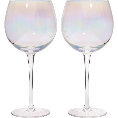 Bar Craft Bicchieri da gin a palloncino grandi con sfumatura iridescente rosa arcobaleno, in confezione regalo, 500 ml, set di 2 (1/5)