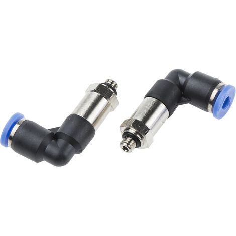 Adaptateur fileté coudé RS PRO vers Enfichable 4 mm Mâle M5 ( Prix pour Paquet de 10 )
