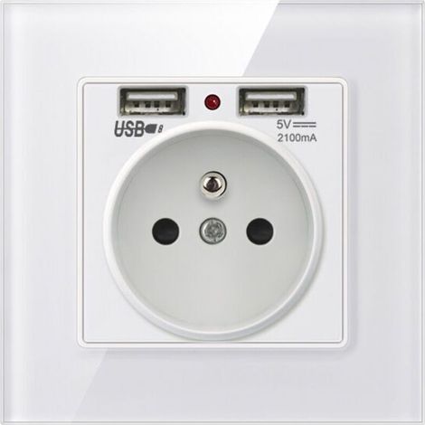 Prise murale électrique avec double USB Chargeur 5V 2100mA installation facile pour appareils numériques et électriques (1/5)