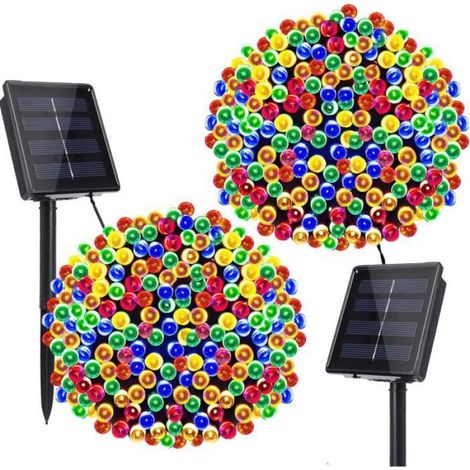 Guirlande lumineuse - - 72 pieds - 200 LED - Solaire - Multicolore - 8 modes (1/4)
