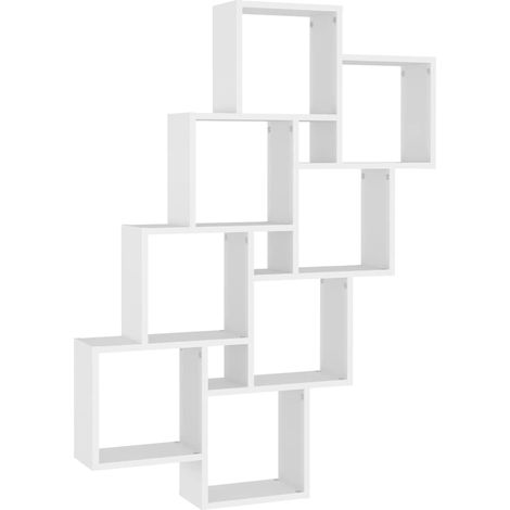 Mensola Parete a Cubo Bianca 90x15x119 cm in Legno Multistrato vidaXL