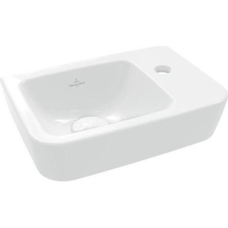 Villeroy & Boch O.novo - Lavamanos Compact 36x25 cm, sin rebosadero, 1 orificio para grifo a la derecha, CeramicPlus, blanco alpino 434337R1 (1/4)