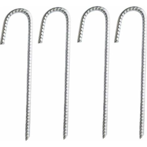 Lot de 4 piquets d’ancrage en acier galvanisé – Dimensions 30 x 9 cm – Capacité d'ancrage jusqu'à 40 mm – Pour chapiteaux, tentes, trampolines (1/4)