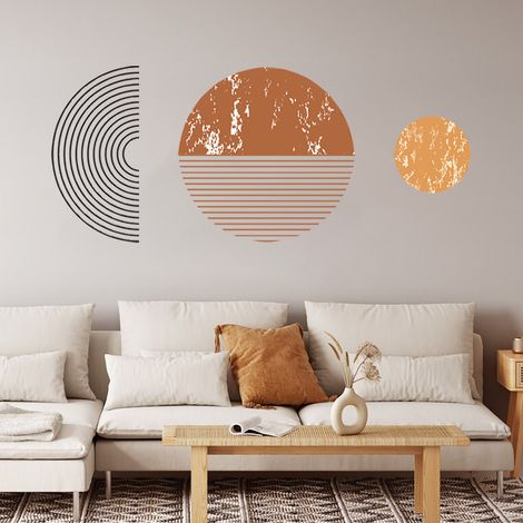 Sollbry Décoration Murale de Style Bohème avec Cercle Linéaire Géométrique Autocollant Mural Stickers Muraux DIY Art PVC Stickers Muraux Décorations à Coller Sur le Mural (1/5)