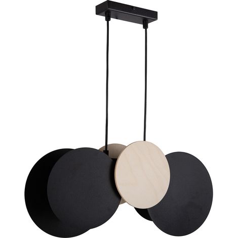 Suspension déco TOLA cercles bois/noir 2xE27 Sigma (1/2)