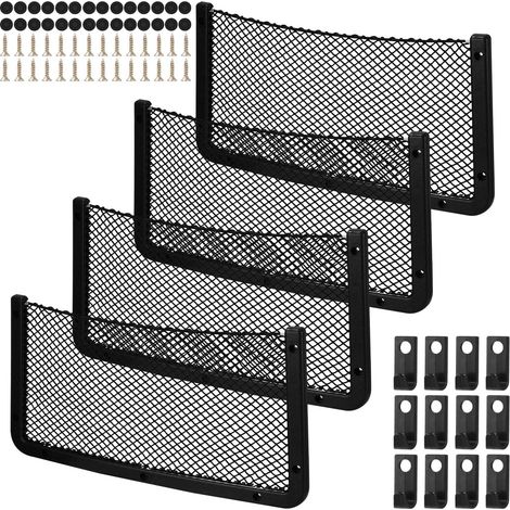 Rete portaoggetti per auto in 4 pezzi, organizer per bagagliaio 4020 cm, con 28 viti, 12 ganci, borsa organizer multifunzionale per auto, camper, barche (rete elastica)