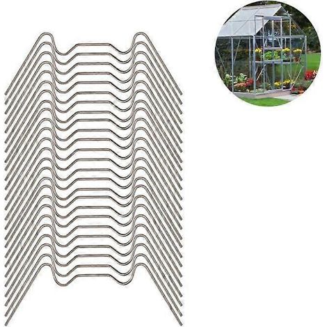 200 mini clips de fixation pour serre, en acier inoxydable, type W, pour vitrage de serre, avec fil de fixation pour serre de jardin ou maison en verre. (1/5)