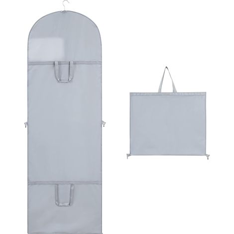 Lange Kleiderhülle – 1-teilig – Grau – Verdicktes PEVA – Staub- und feuchtigkeitsabweisend – Braut/Brautjungfer – 60 x 180 cm (1/5)