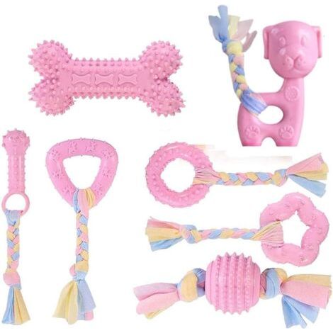 Ensemble de 7 jouets pour chiens, fabriqués en caoutchouc naturel, non toxique et résistant aux morsures, qui nettoient les dents des chiots et des chatons. (1/5)