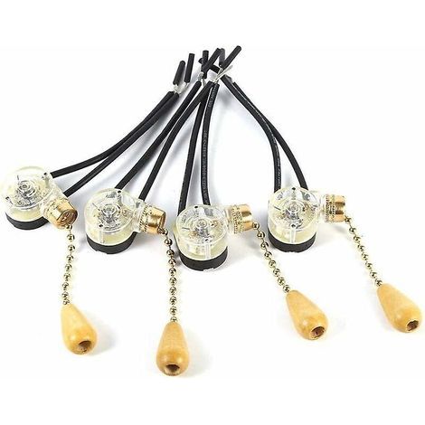 Paquete de 4 (250V 125V) Interruptores de cadena de repuesto universales para ventiladores de techo y apliques de pared. (1/5)