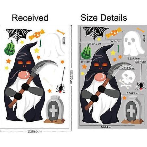 Autocollants pour fenêtre d'Halloween - Vieil homme sans visage - Citrouille - Décorations d'Halloween pour la maison 2024 - Fournitures de fête d'Halloween - Style 3