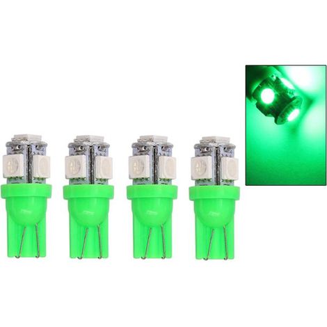 Ampoule LED verte T10 w5w, 5 puces SMD 5050, 12V DC, paquet de 4. (1/3)