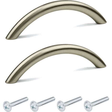 2x Poignée de meuble métal finition mat nickel entraxe 96mm hauteur 31mm tiroir armoire avec vis (1/3)