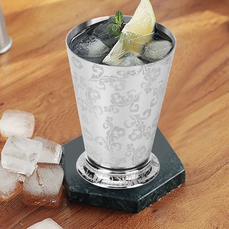 Tasse à cocktail élégante en acier inoxydable à motif de feuille d'arbre (400 ml) - Accessoires pour la maison, les fêtes et les bars (1/5)