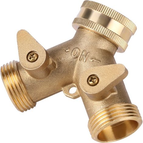 3/4 Zoll Messing 2-Wege-Ventilverteiler Schlauchrohr-Wasserhahnverbinder für die Gartenbewässerung (1/5)