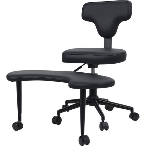 WILITTO Chaise de Bureau Ergonomique Polyvalente avec Repose-Pied 360° - Hauteur Réglable, Simili Cuir Noir, Support Lombaire, Simili Cuir Facile à Nettoyer, Base Stable (1/5)