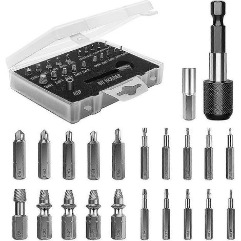 Online Store - Kit d'extracteurs de vis 22 pièces, ensemble d'extracteurs HSS avec adaptateur pour embouts et douilles (1/5)