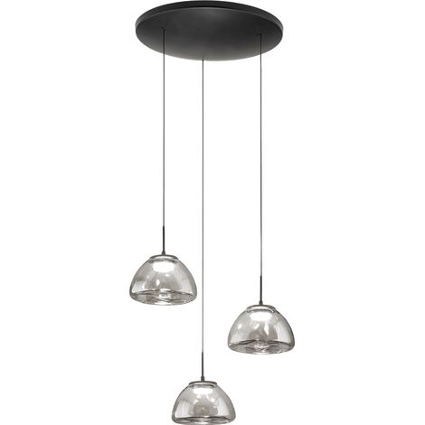 Suspension Lucille Ø350 Mm, Verre Fumé, Led 21W, 2700K/3000K/4000K, Dimmable. Structure En Métal Et Verre Borosilicate Pour Un Éclairage Chic.