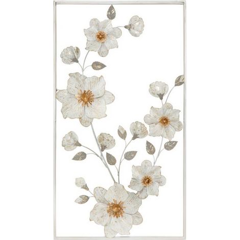 Pannello fiori decorativi colore bianco in ferro per decorazioni ambienti (1/5)