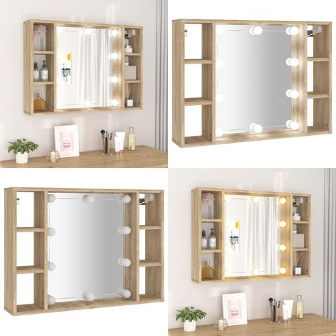 Spiegelschrank mit LED Sonoma-Eiche 76x15x55 cm - Spiegelschrank - Badezimmermöbel - LED-Spiegel - Holzwerkstoff - Sonoma-Eiche - Home & Living (1/5)