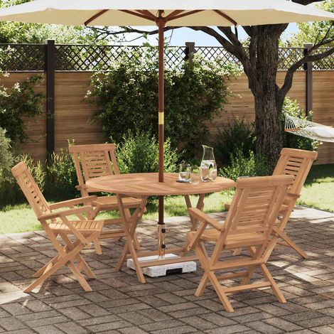 vidaXL Conjunto de Jardín 5 uds. Marrón Madera de teca maciza (1/5)