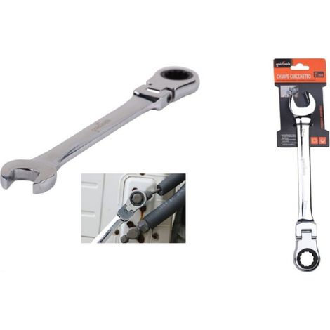 Trade Shop - 21-mm-Maul-Ratschenschlüssel mit klappbarem Kopf, verchromtes Vanadium-Werkzeug 91742 - (1/2)