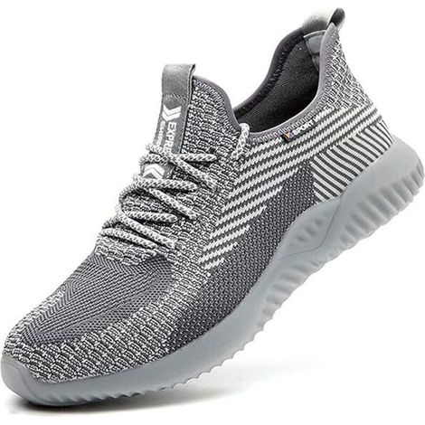 Unisex Steel Toe Safety Shoes - Lightweight, Puncture-Resistant Sneakers for Industry and Construction, Grey, Size 46 (1/4)