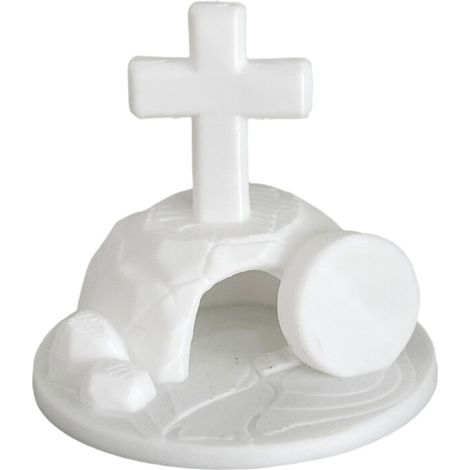 3D-gedruckte Figur eines Kruzifix-Grabmals, Dekoration – Weiß
