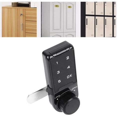 Serrure électronique antivol à clavier numérique tactile pour armoire, 20 mm, noire, avec pêne dormant et code de sécurité pour tiroir ou casier. (1/5)