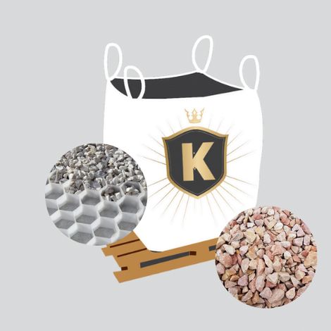 Kit Graviers rose + dalles stabilisatrices = 1 Big Bag gravier rose 8/14 1,5T [environ 20m2 sur 5cm d'épaisseur]  + 20m2 dalles stabilisatrices blanches (1/3)