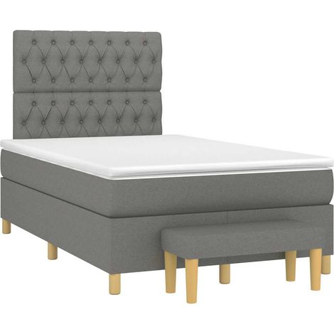 Cama box spring con colchón tela gris oscuro 120x190 cm (1/5)
