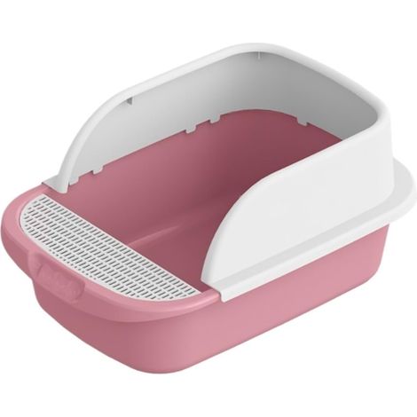 Bac à litière pour chat avec cadre et pelle, boîte à litière rose pour chat domestique, coffret toilette félin avec accessoire, bac hygiénique pour chat à la maison (Rose) (1/5)