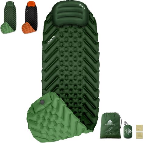 Matelas de Camping Auto-gonflant et Coussin Gonflable. Kit avec Pompe à Pied intégrée. Gonflage Rapide en 30 Secondes. Convient pour Le Camping en Plein air, la randonnée. (1/5)