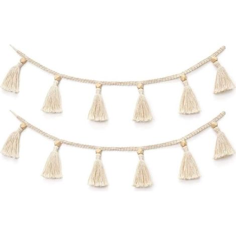 Pompons tissés à la main, perles en bois, paniers décoratifs pour la maison (1/5)
