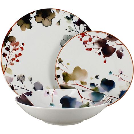 Lot de 36 assiettes en porcelaine, AQUARELLE