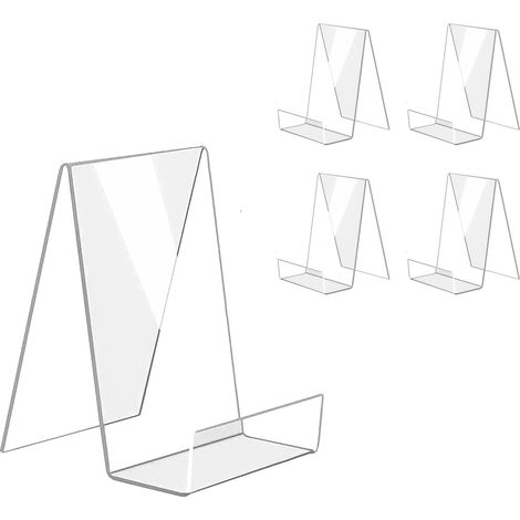 Lot de 5 serre-livres en acrylique, présentoir à livres transparent (1/5)