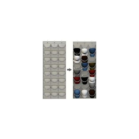 Porte chapeaux à 24 poches pour casquettes de baseball, casquettes de baseball, support de rangement pour placard mural (1/4)