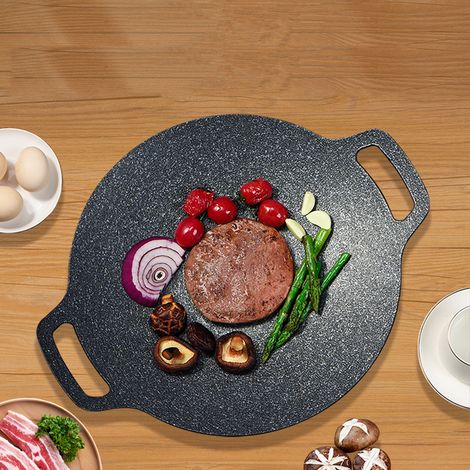 Petite poêle à griller coréenne pour barbecue, compatible avec les plaques à induction, antiadhésive, idéale pour le teppanyaki en extérieur, avec sac de rangement Oxford, 25 cm. (1/5)