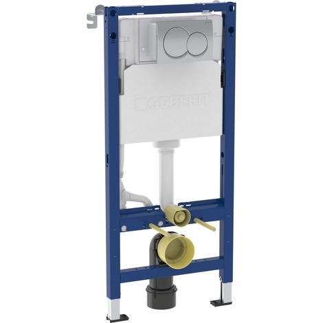 Geberit Alpha 1120mm Wall Hung WC Frame with Cistern and Alpha01 Chrome Round Flush Plate